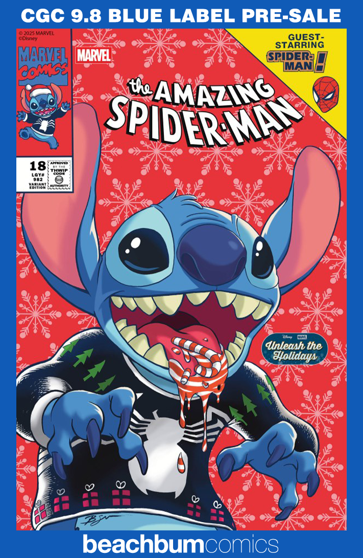 Amazing Spider-Man #18 Su Disney Stitch Unleash the Holidays Variant CGC 9.8