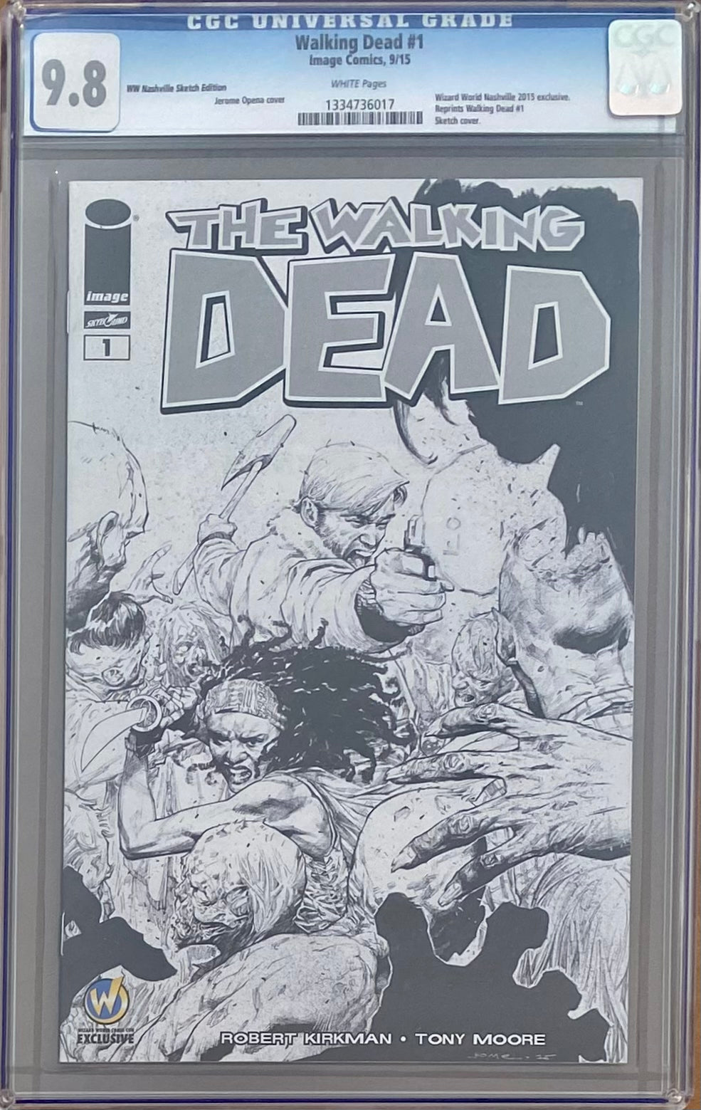 Walking Dead #1 Wizard World Nashville Sketch Edition Variant CGC 9.8