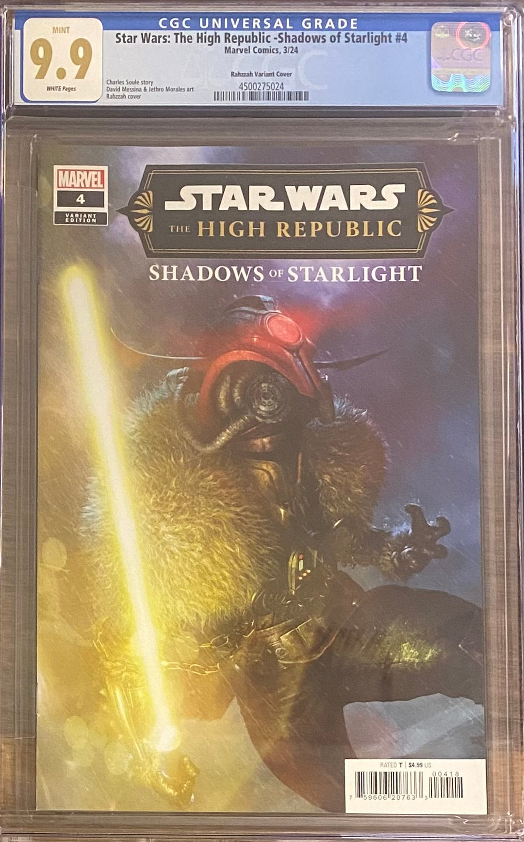 Star Wars: The High Republic - Shadows of Starlight #4 Rahzzah 1:25 Retailer Incentive Variant CGC 9.9