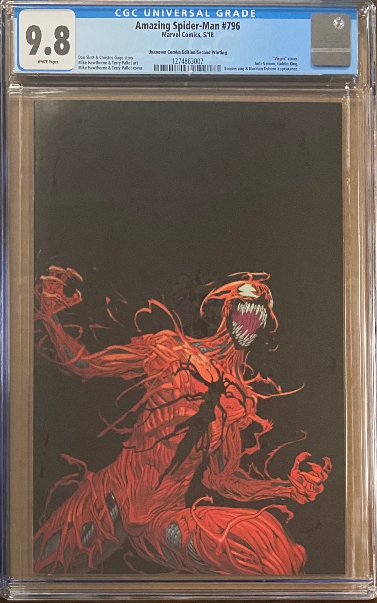 Amazing Spider-Man #796 Unknown Comics Virgin Edition/Second Printing CGC 9.8