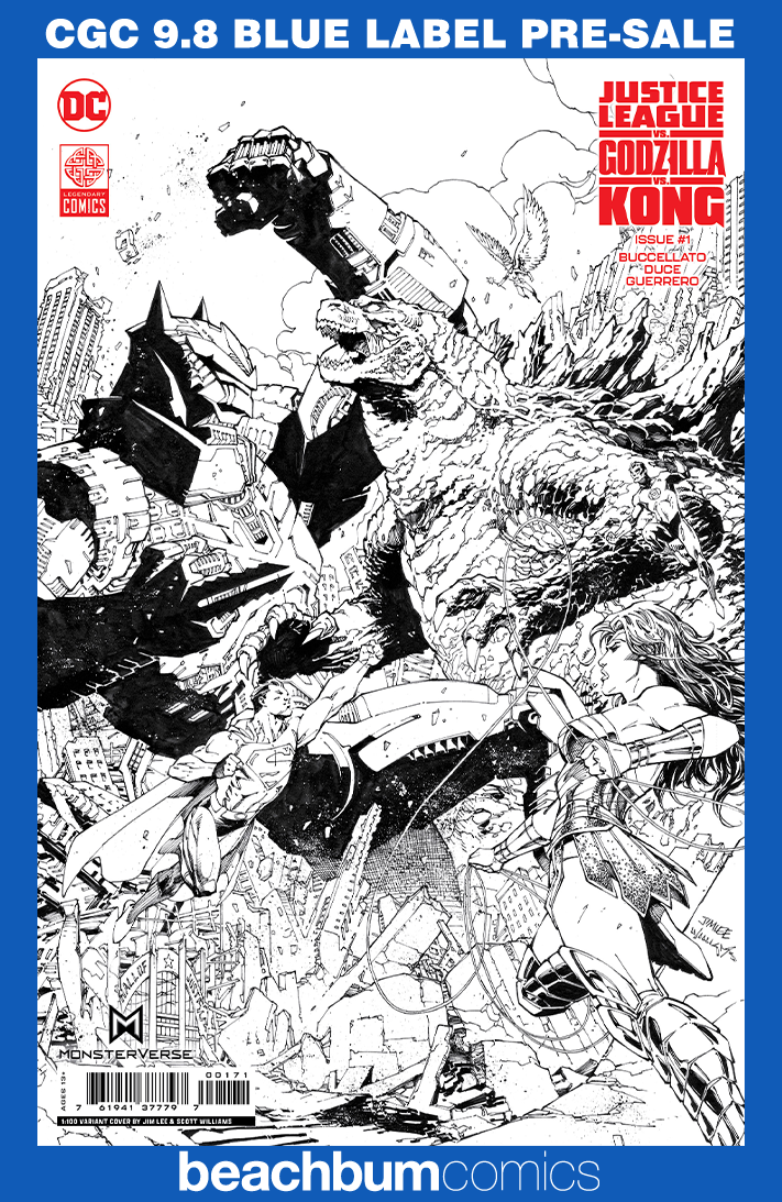 Justice League vs. Godzilla vs. Kong #1 - Cover J - Lee 1:100 Sketch Retailer Incentive Variant CGC 9.8