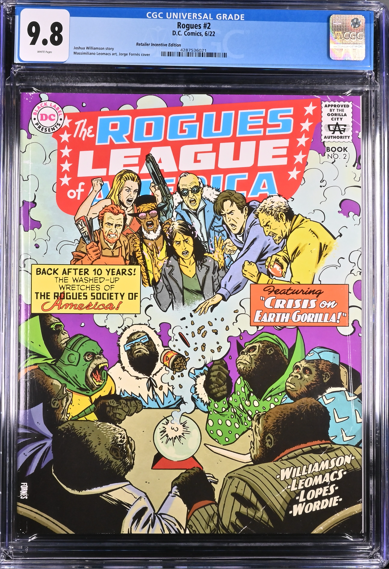 Rogues #2 Fornes 1:25 Retailer Incentive Variant DC Black Label CGC 9.8