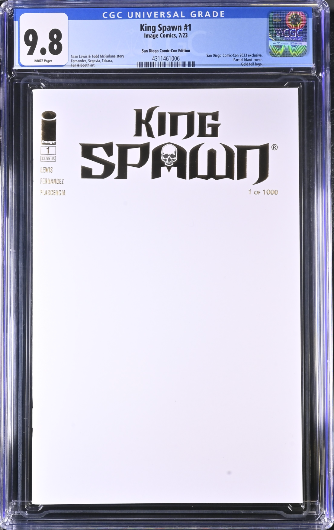 King Spawn #1 SDCC Gold Foil Blank Sketch Variant CGC 9.8