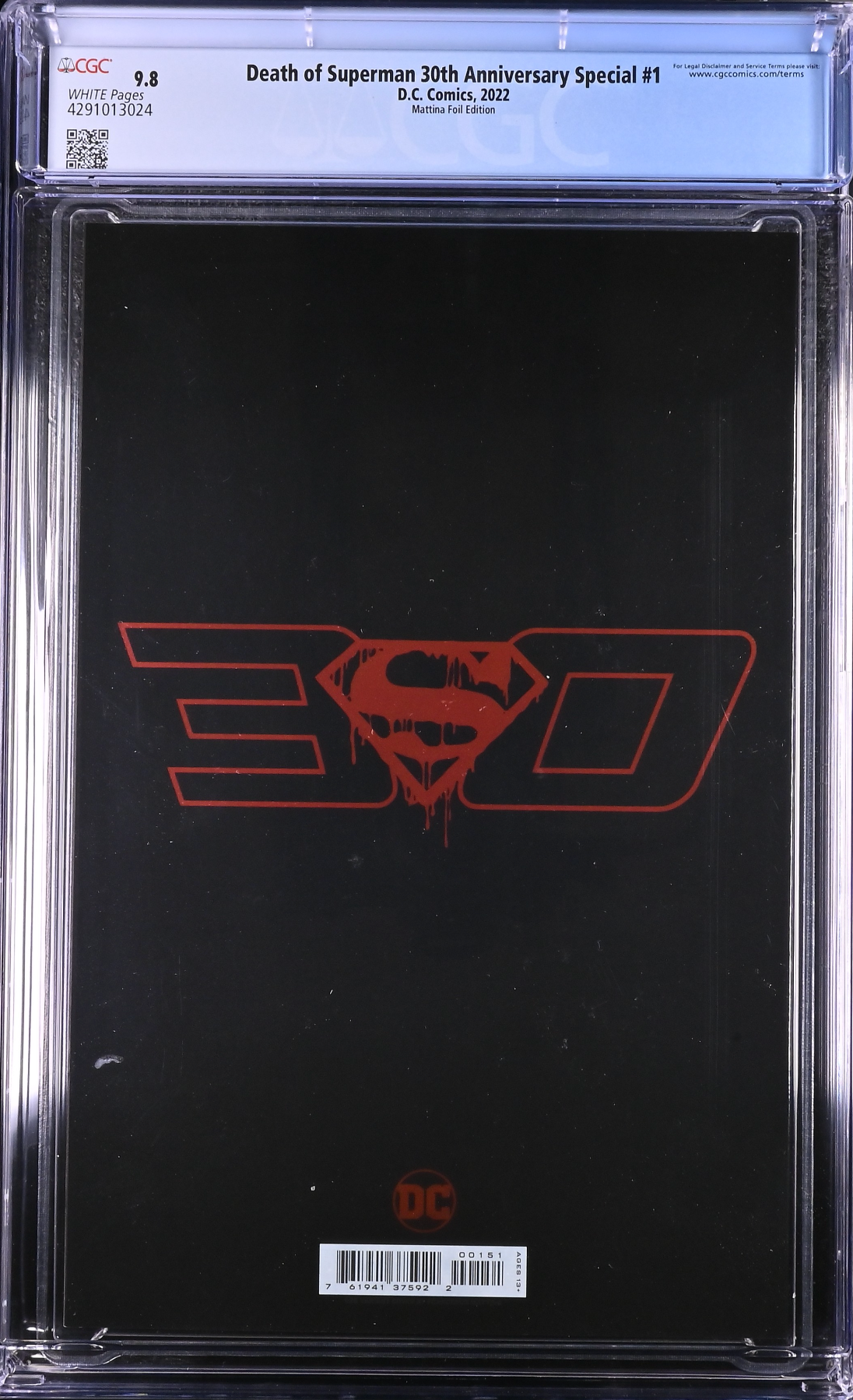 Death of Superman 30th Anniversary Special #1 Mattina 1:25 Retailer Incentive Variant CGC 9.8
