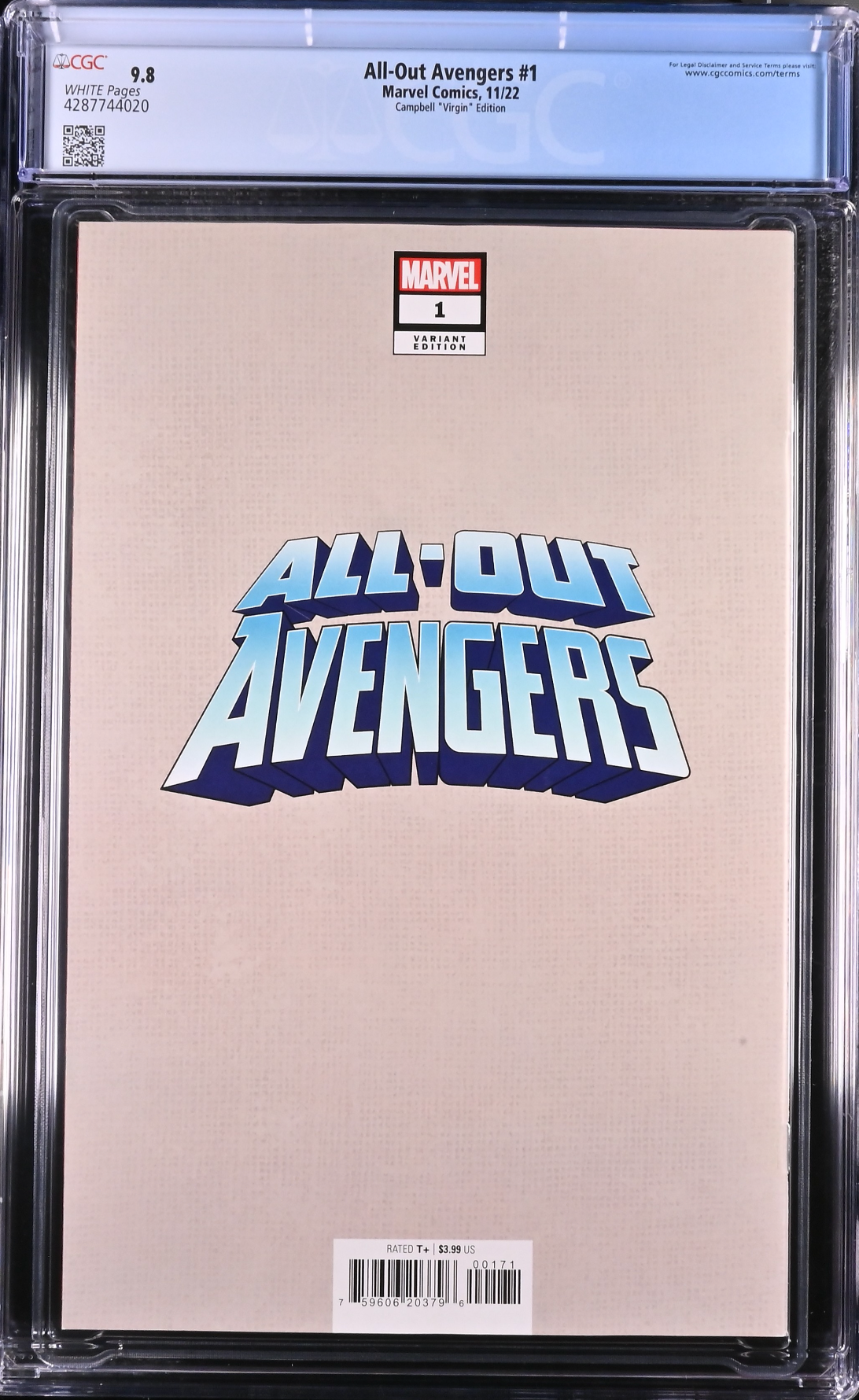 All-Out Avengers #1 Campbell 1:100 Virgin Retailer Incentive Variant CGC 9.8