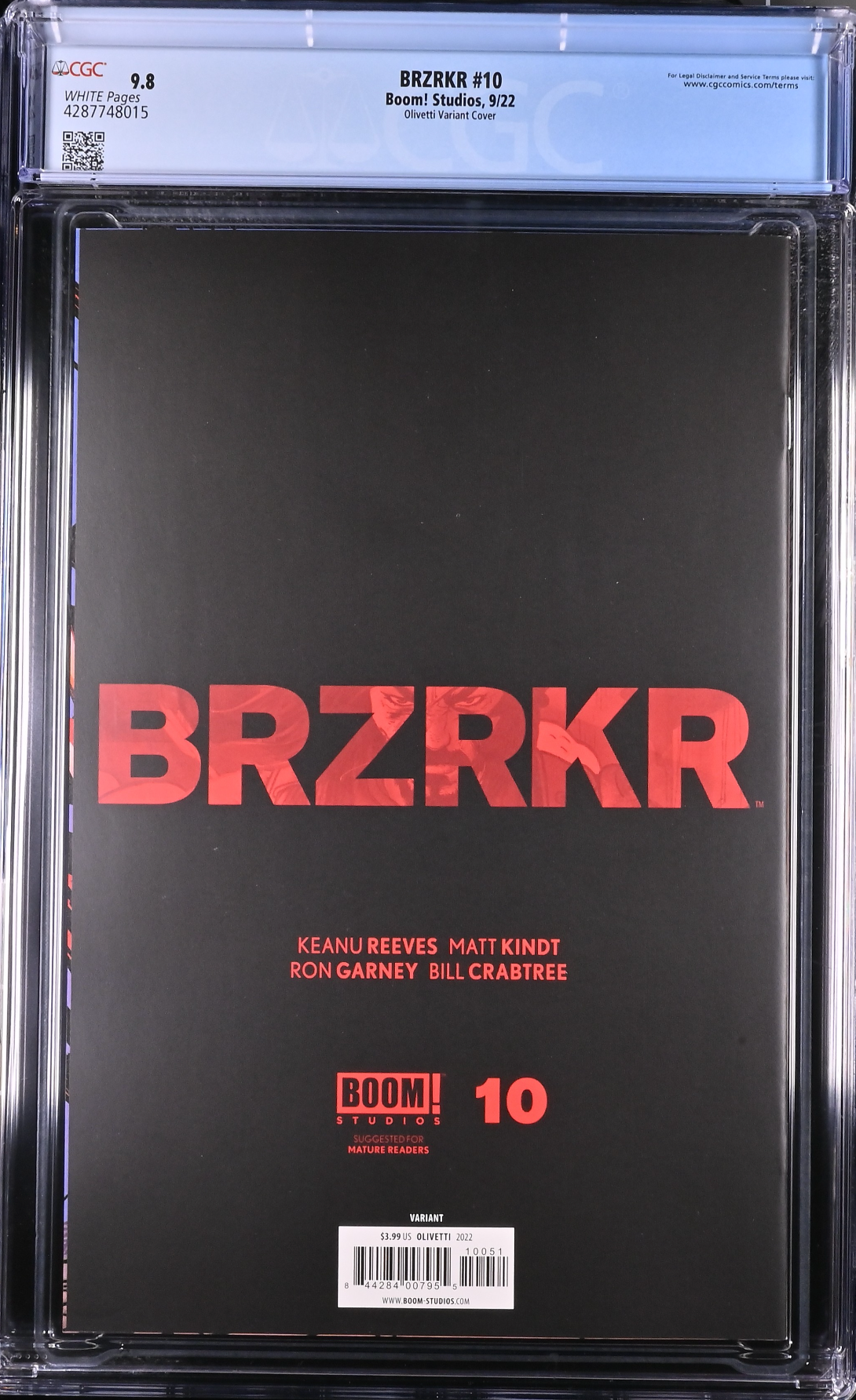 BRZRKR #10 Olivetti 1:10 Retailer Incentive Variant CGC 9.8 (Berzerker)