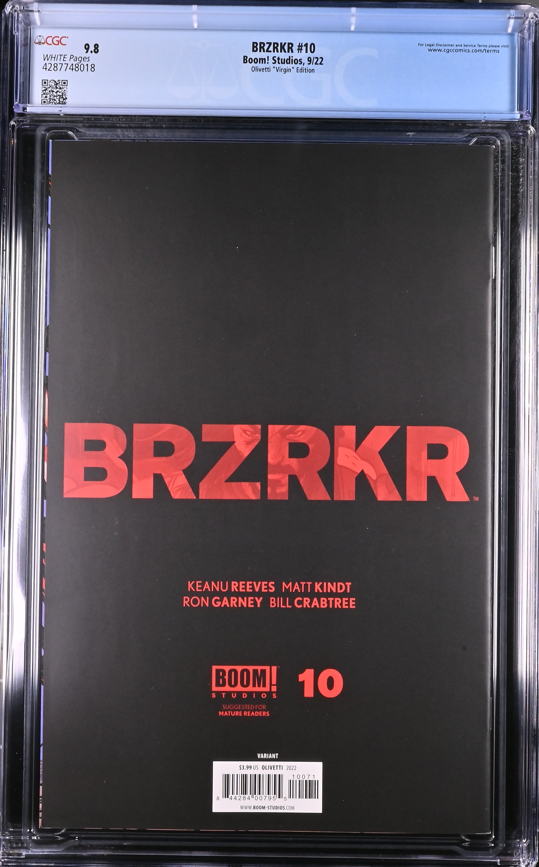 BRZRKR #10 Olivetti 1:75 Virgin Retailer Incentive Variant CGC 9.8 (Berzerker)