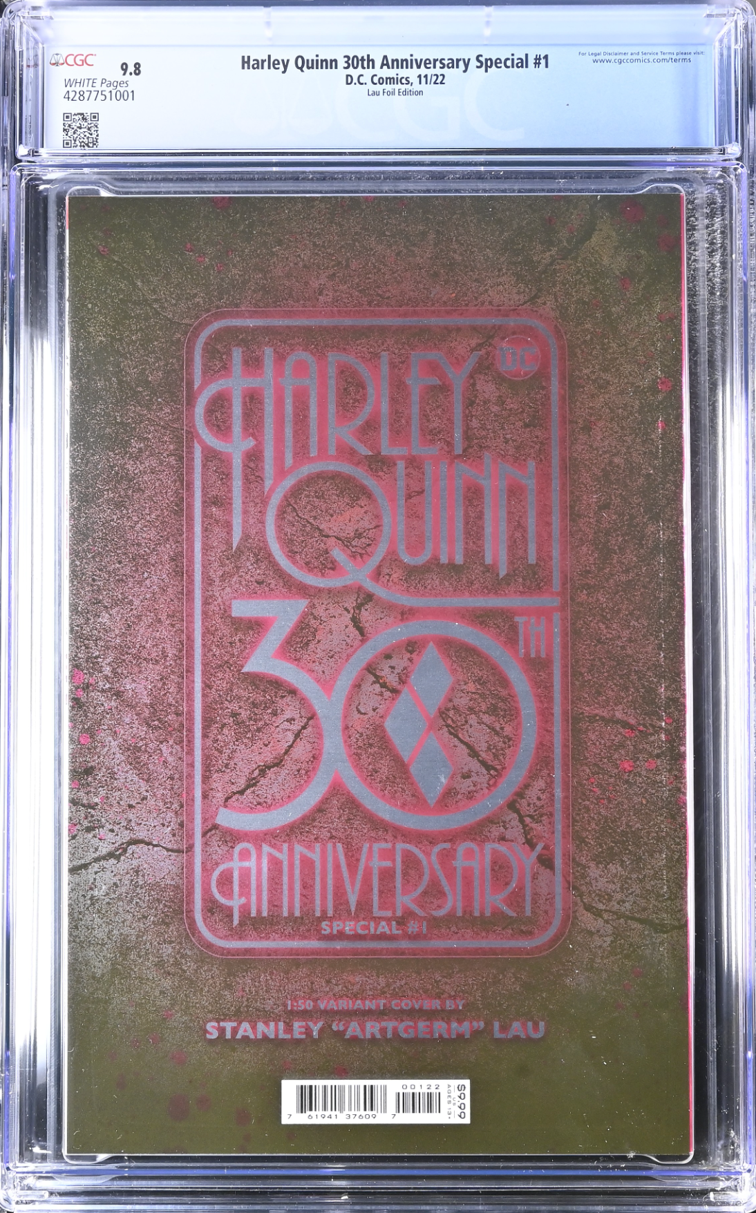 Harley Quinn 30th Anniversary Special #1 Artgerm 1:50 Foil Retailer Incentive Variant CGC 9.8