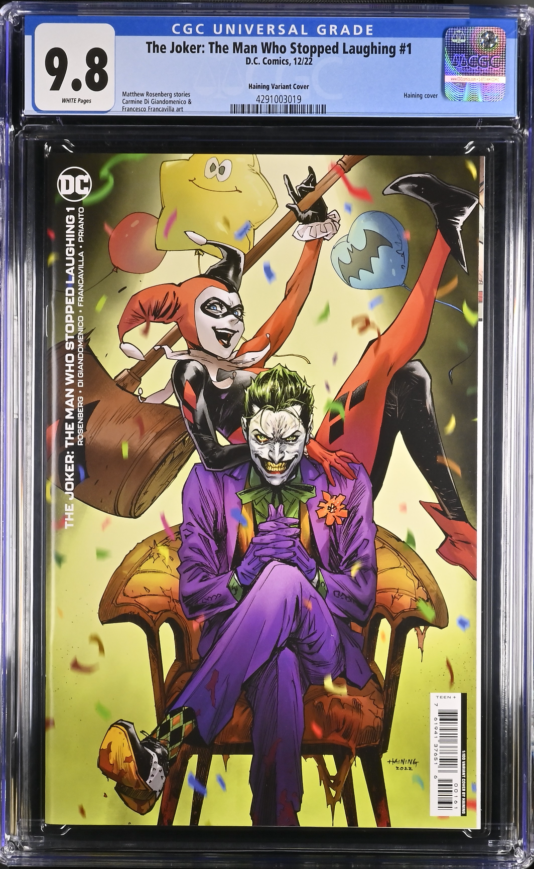 The Joker: The Man Who Stopped Laughing #1 Haining 1:100 Retailer Incentive Variant CGC 9.8