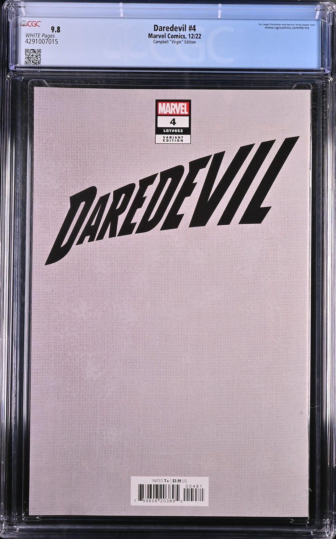 Daredevil #4 Campbell 1:100 Virgin Retailer Incentive Variant CGC 9.8