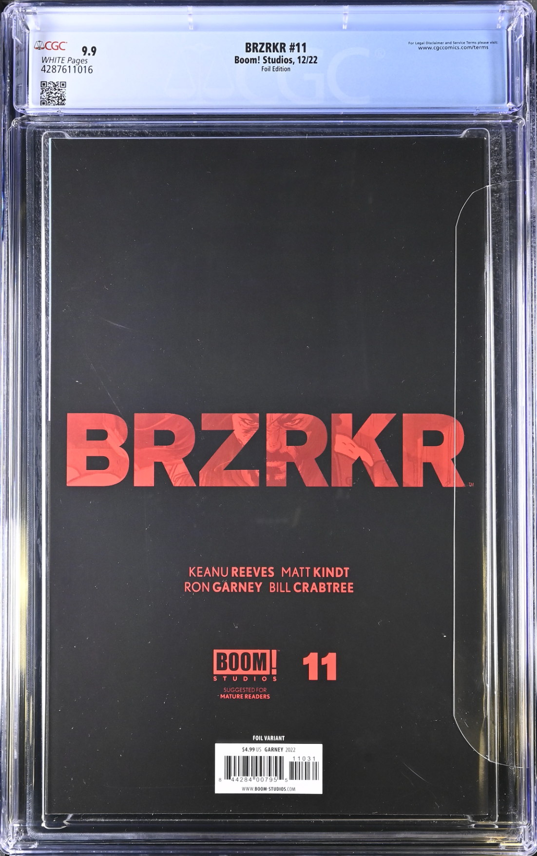 BRZRKR #11 Cover C Garney Foil Variant CGC 9.9 (Berzerker)