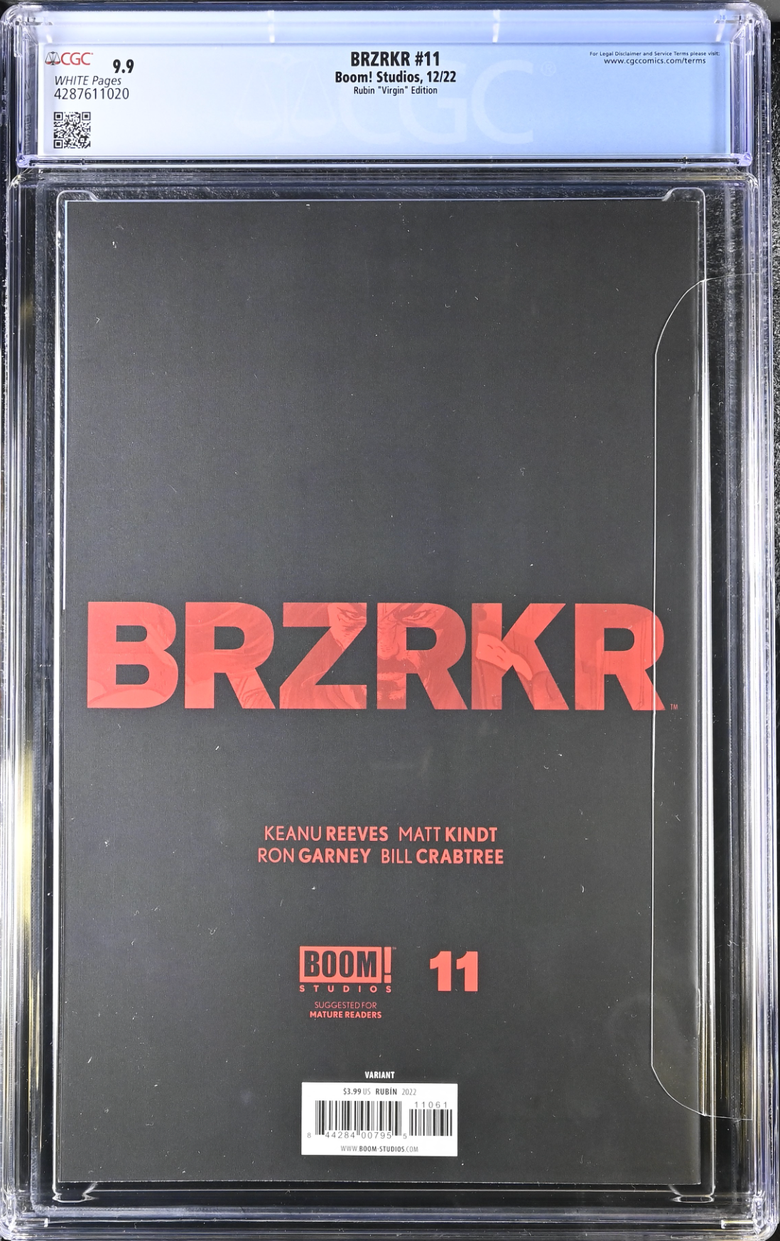 BRZRKR #11 Rubin 1:50 Virgin Retailer Incentive Variant CGC 9.9 (Berzerker)