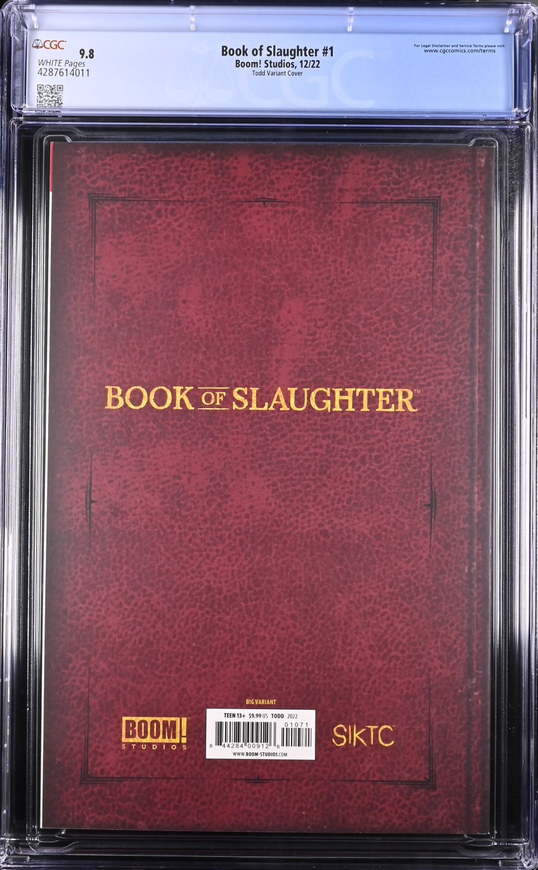 Book of Slaughter #1 Todd Variant CGC 9.8