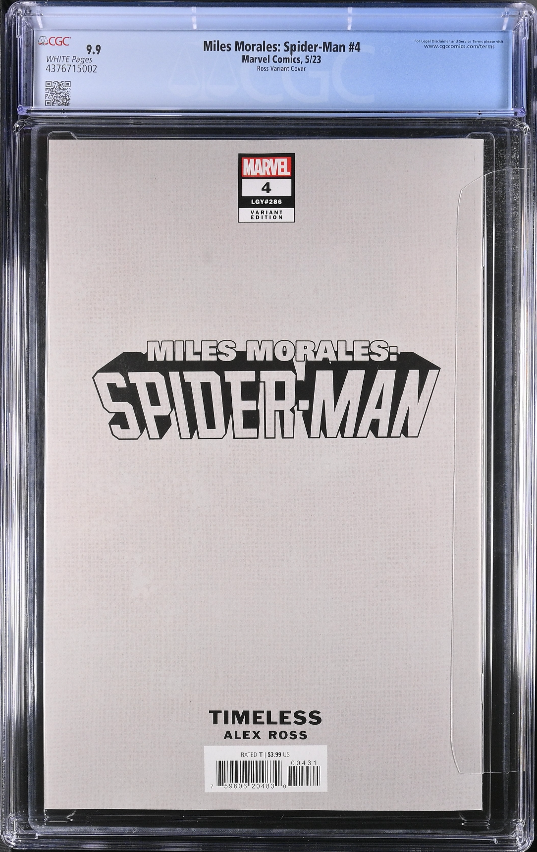 Miles Morales: Spider-Man #4 Alex Ross Scorpion "Timeless" Variant CGC 9.9