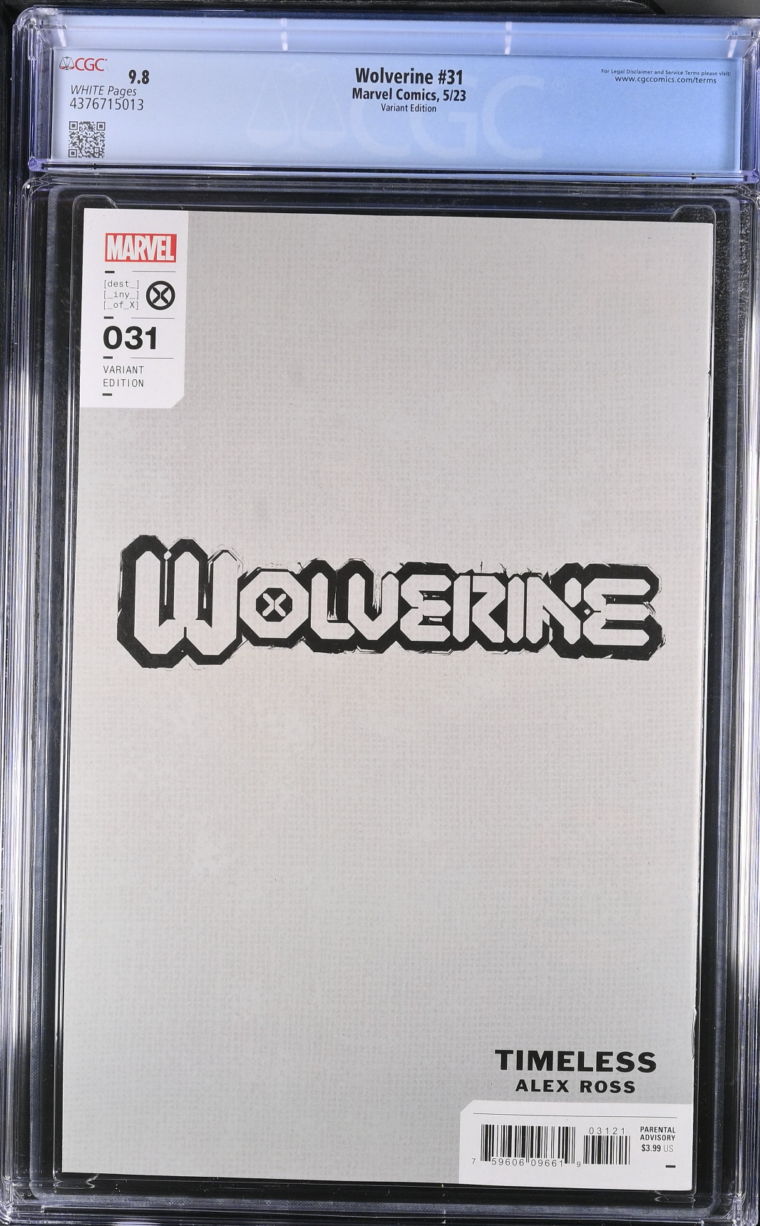 Wolverine #31 Alex Ross Emma Frost "Timeless" Variant CGC 9.8