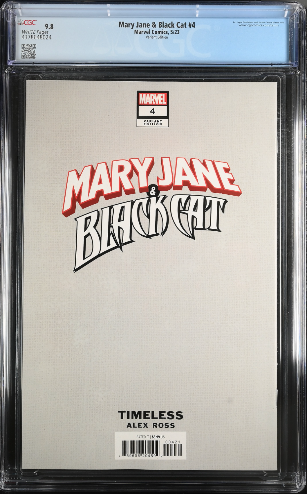 Mary Jane & Black Cat #4 Alex Ross Black Cat "Timeless" Variant CGC 9.8