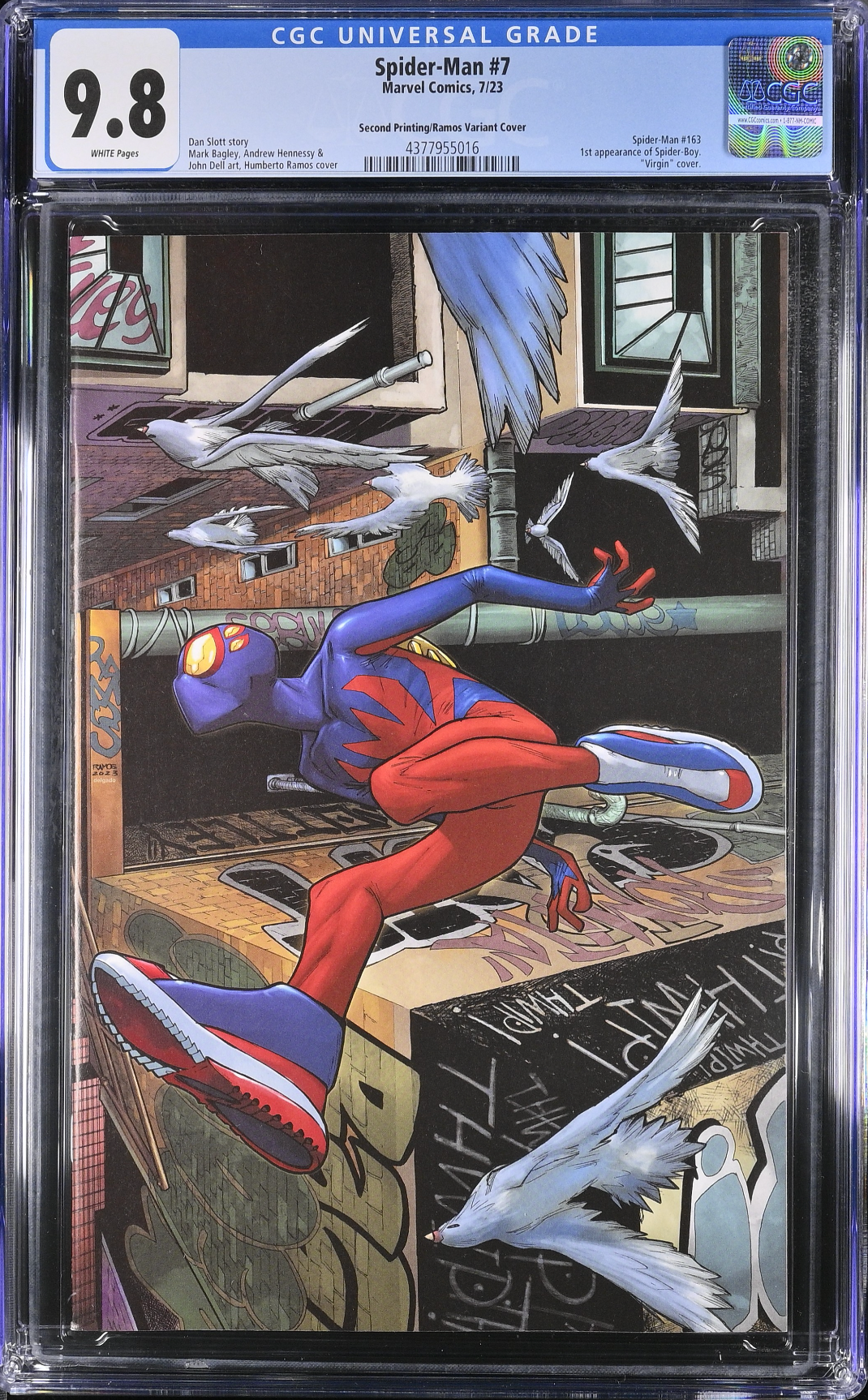 Spider-Man #7 Second Printing Ramos 1:25 Virgin Retailer Incentive Variant CGC 9.8 - First Spider-Boy