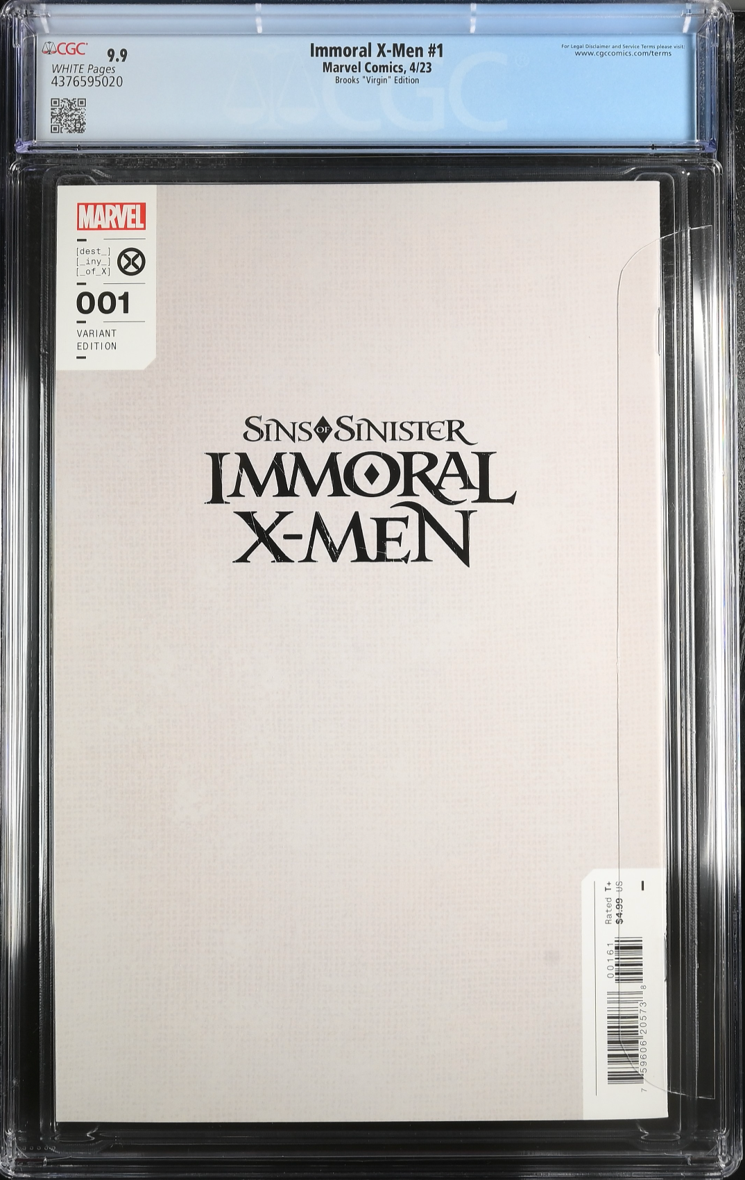 Immoral X-Men #1 Brooks 1:50 Virgin Retailer Incentive Variant CGC 9.9