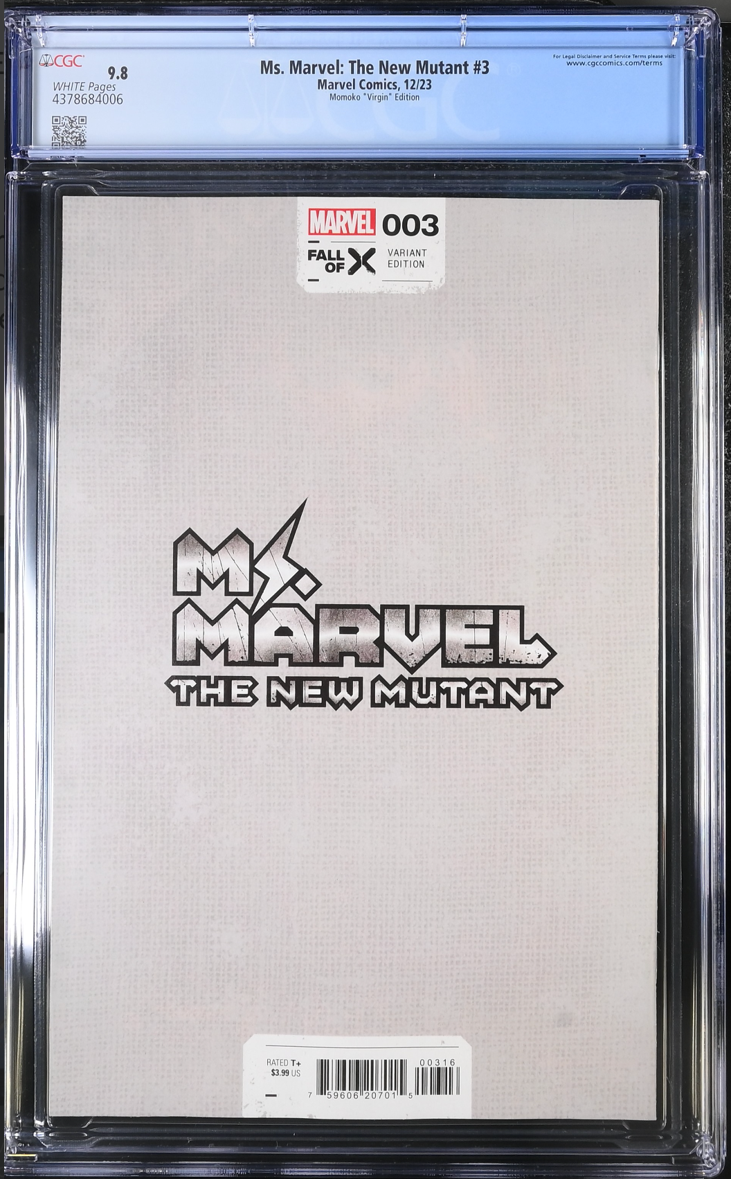 Ms. Marvel: The New Mutant #3 Momoko 1:100 Virgin Retailer Incentive Variant CGC 9.8