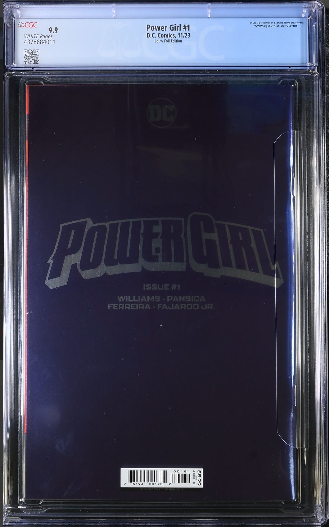 Power Girl #1 Louw Foil Variant CGC 9.9