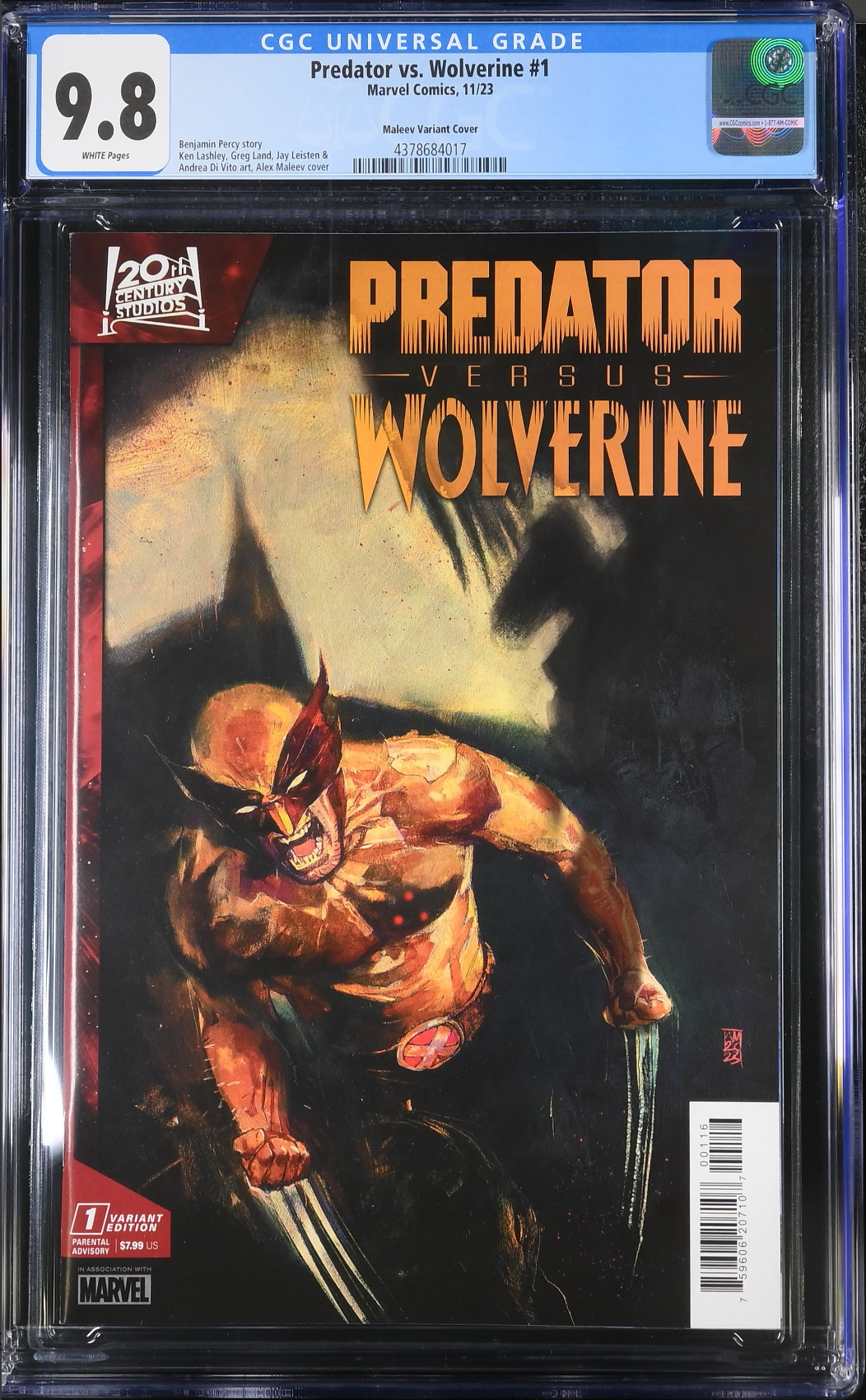 Predator vs. Wolverine #1 Maleev 1:25 Retailer Incentive Variant CGC 9.8