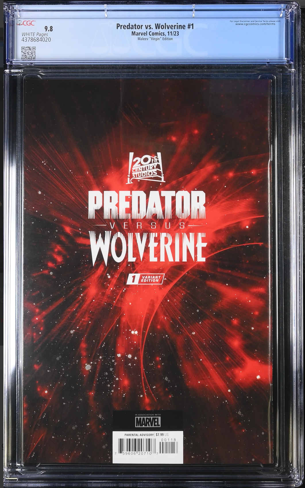 Predator vs. Wolverine #1 Maleev 1:100 Virgin Retailer Incentive Variant CGC 9.8