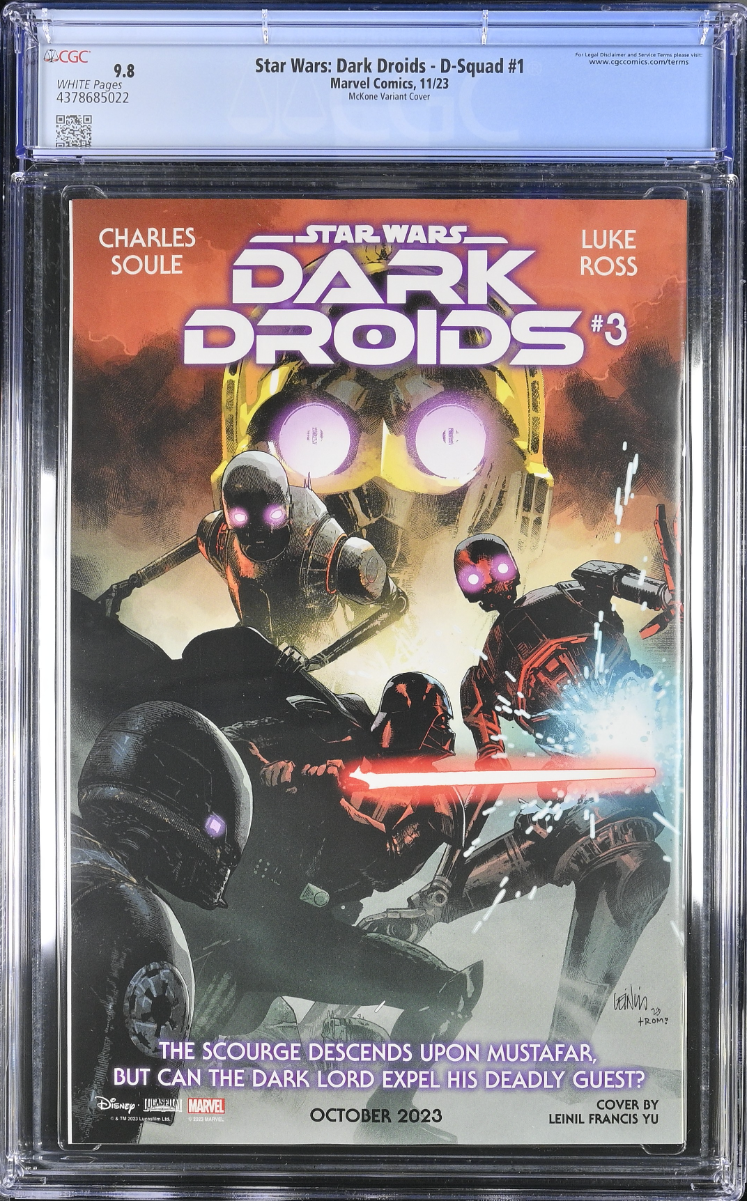 Star Wars: Dark Droids - D-Squad #1 McKone 1:50 Retailer Incentive Variant CGC 9.8