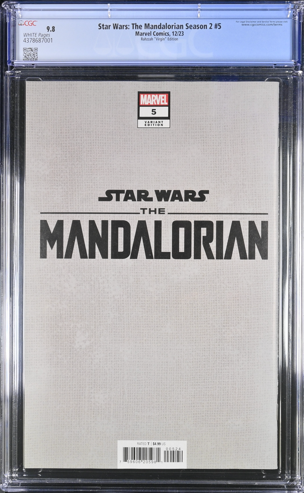 Star Wars: The Mandalorian Season 2 #5 Rahzzah 1:100 Virgin Retailer Incentive Variant CGC 9.8