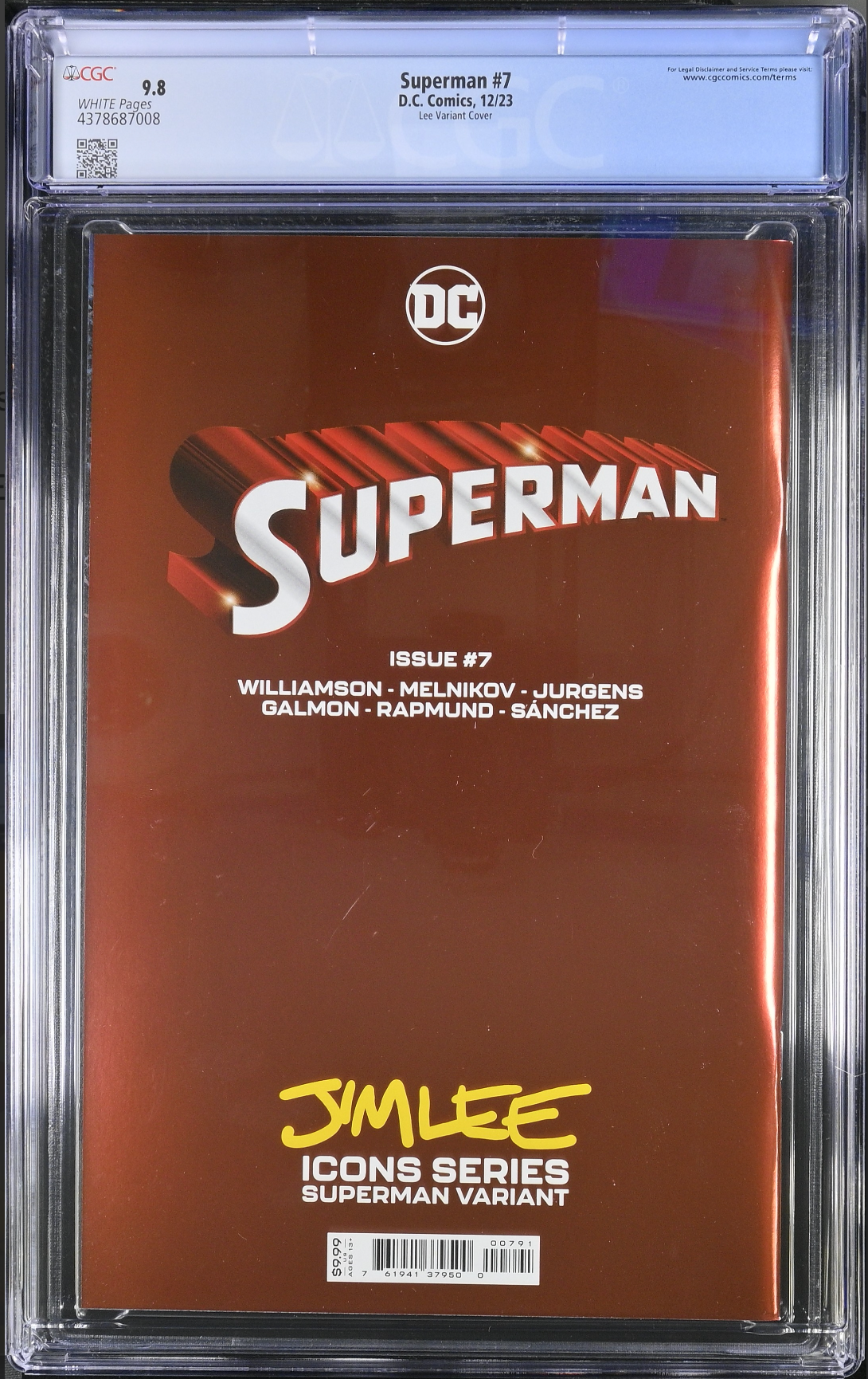 Superman #7 (#850) - Cover G - Jim Lee Foil Variant CGC 9.8