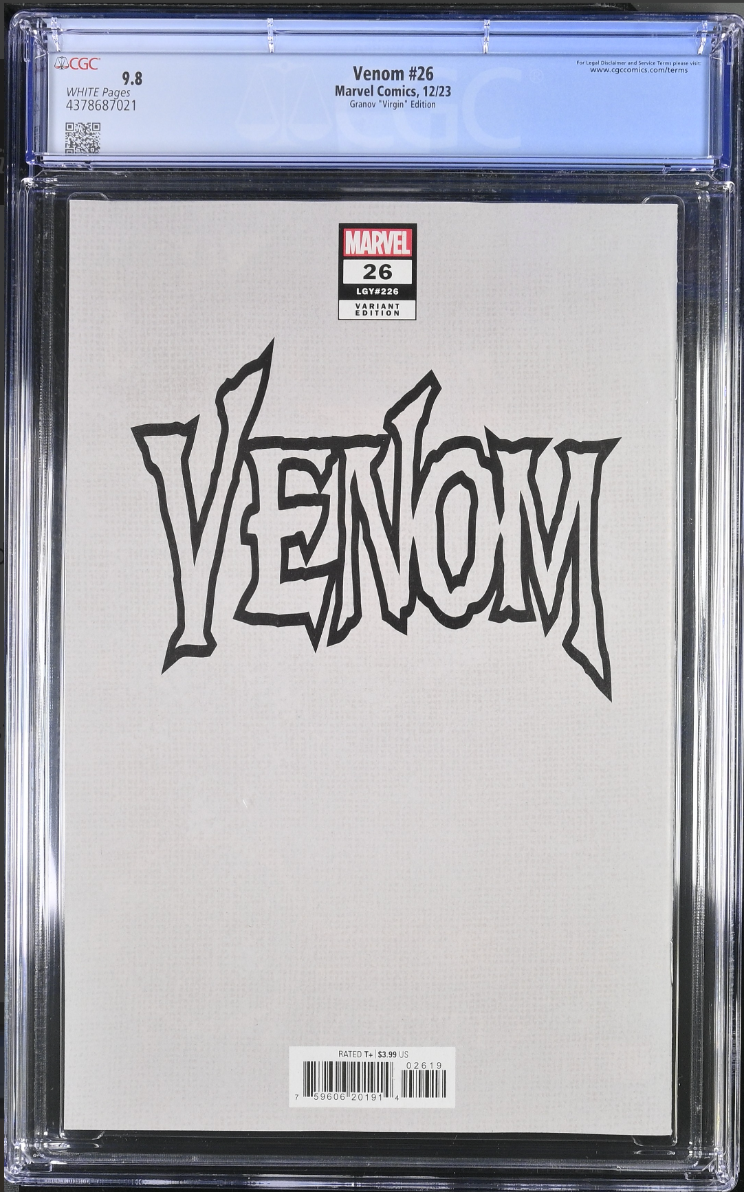 Venom #26 Granov 1:100 Virgin Retailer Incentive Variant CGC 9.8