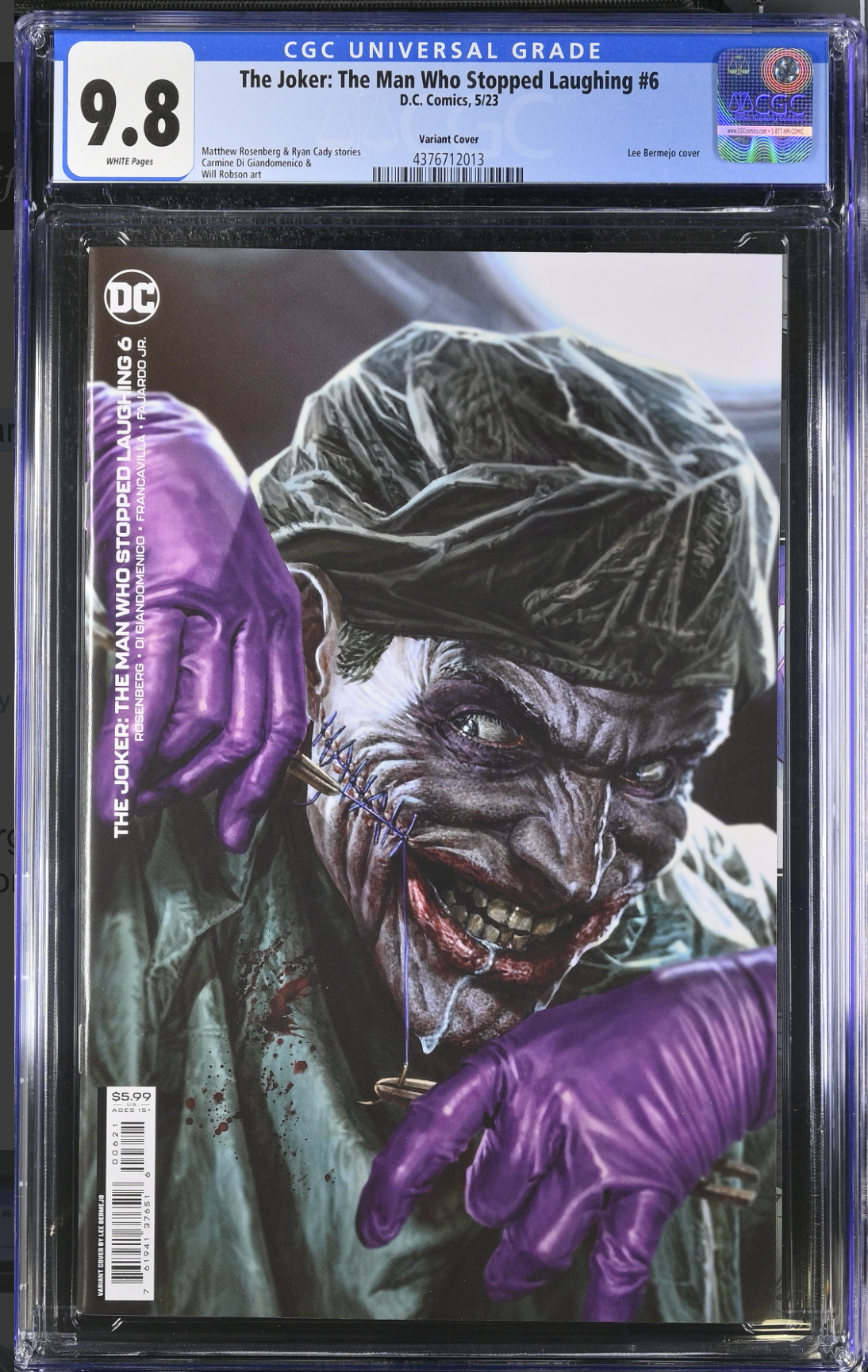 The Joker: The Man Who Stopped Laughing #6 Bermejo Variant CGC 9.8