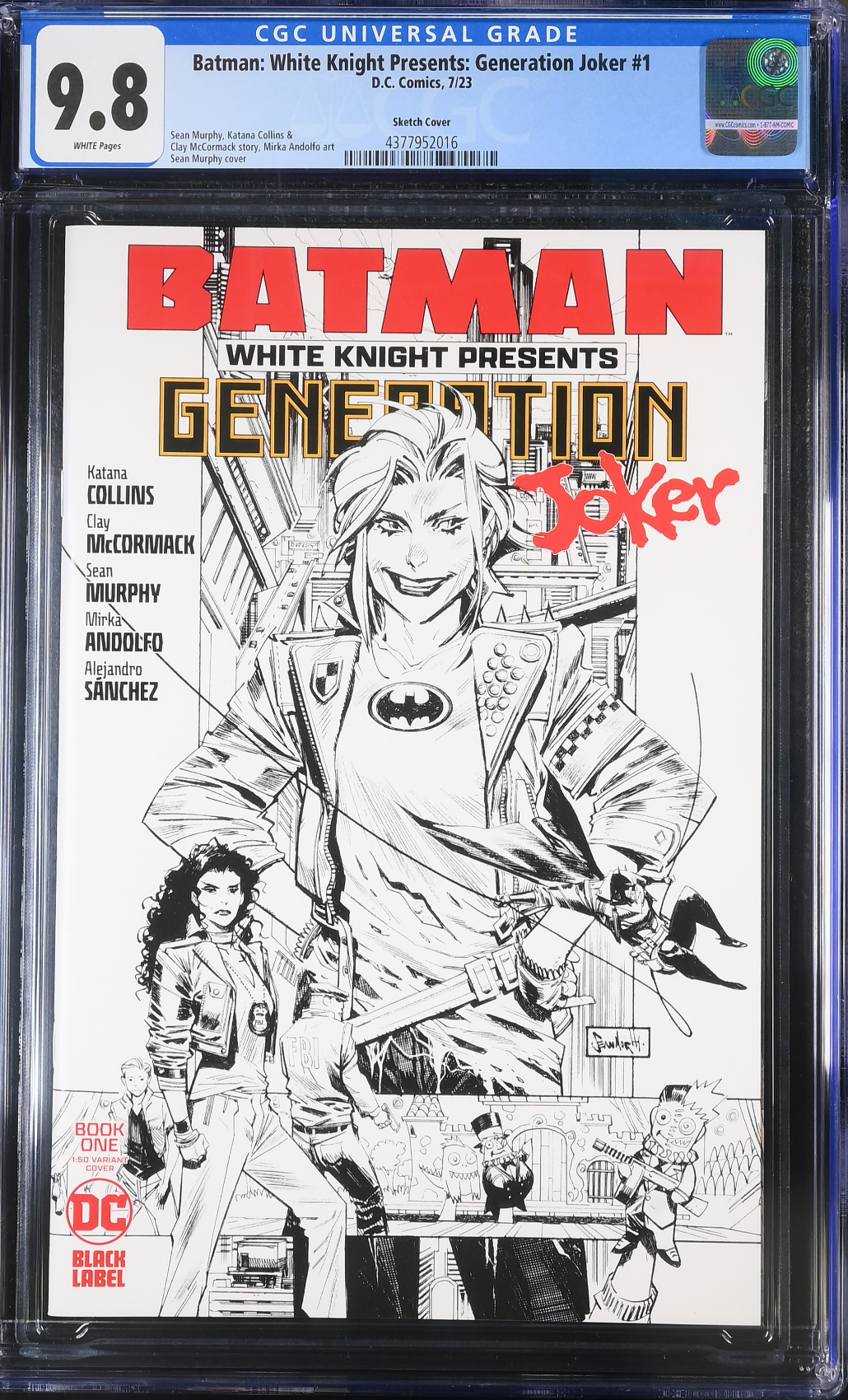 Batman: White Knight Presents - Generation Joker #1 Murphy 1:50 B/W Retailer Incentive Variant CGC 9.8