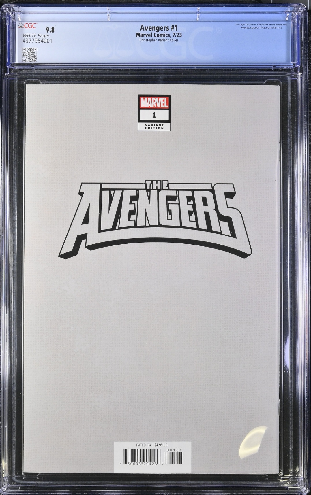 Avengers #1 Christopher Negative Space Variant CGC 9.8