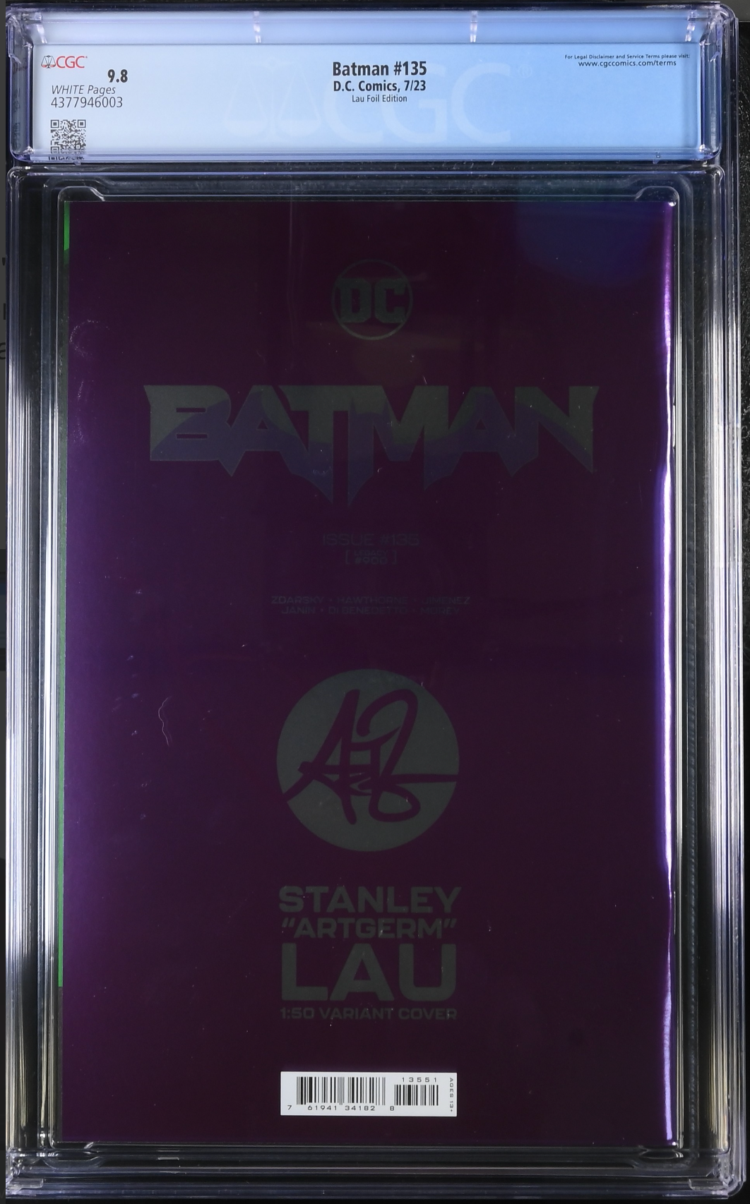 Batman #135 (#900) - Cover J - Artgerm 1:50  Foil Retailer Incentive Variant CGC 9.8