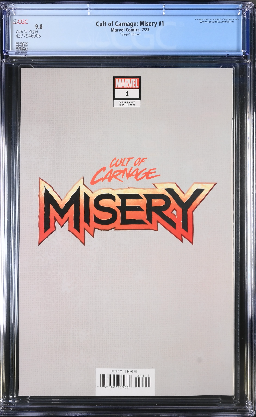 Cult of Carnage: Misery #1 Skan 1:50 Virgin Retailer Incentive Variant CGC 9.8