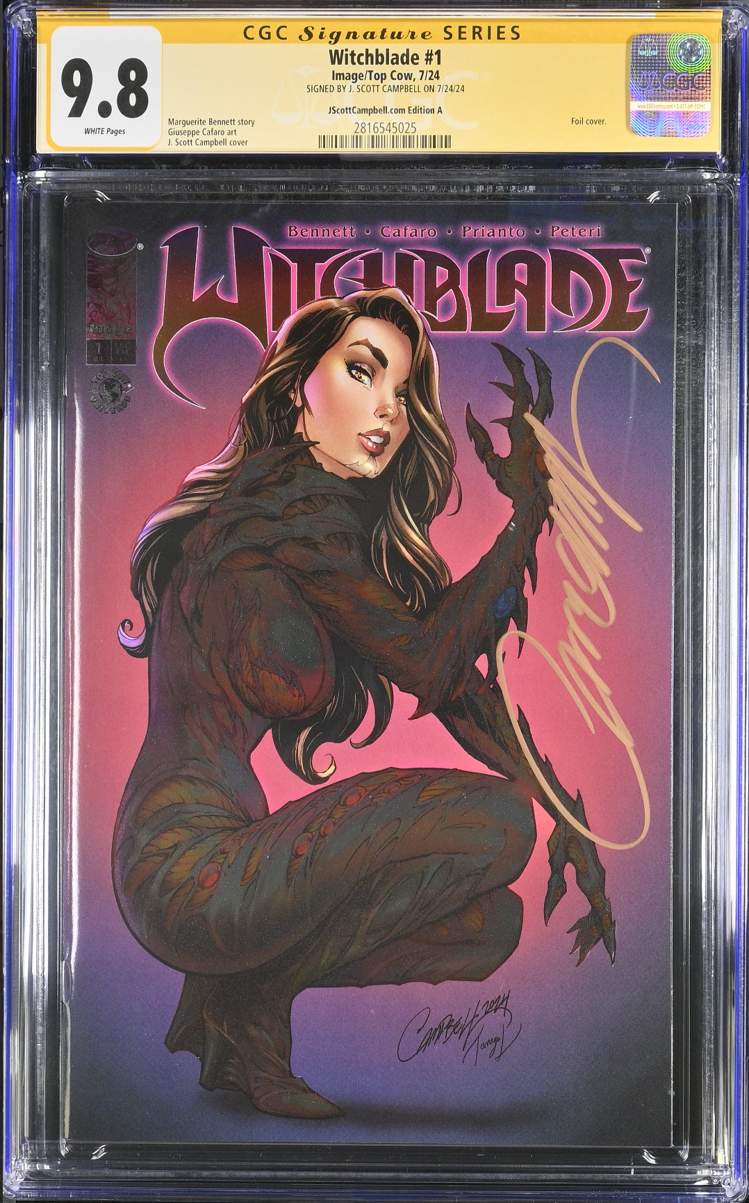 Witchblade #1 J. Scott Campbell Exclusive A SDCC Foil CGC 9.8 SS