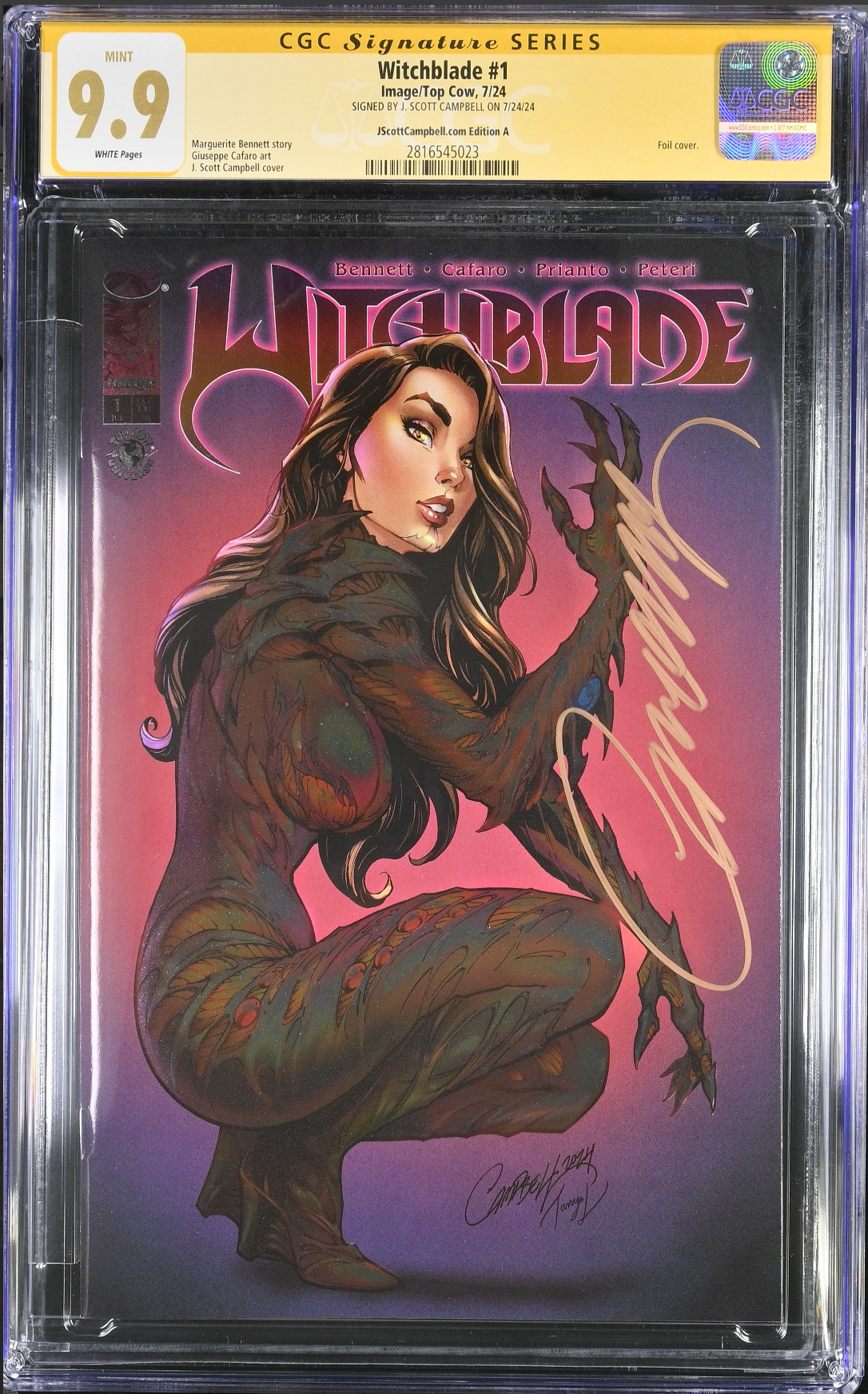 Witchblade #1 J. Scott Campbell Exclusive A SDCC Foil CGC 9.9 SS