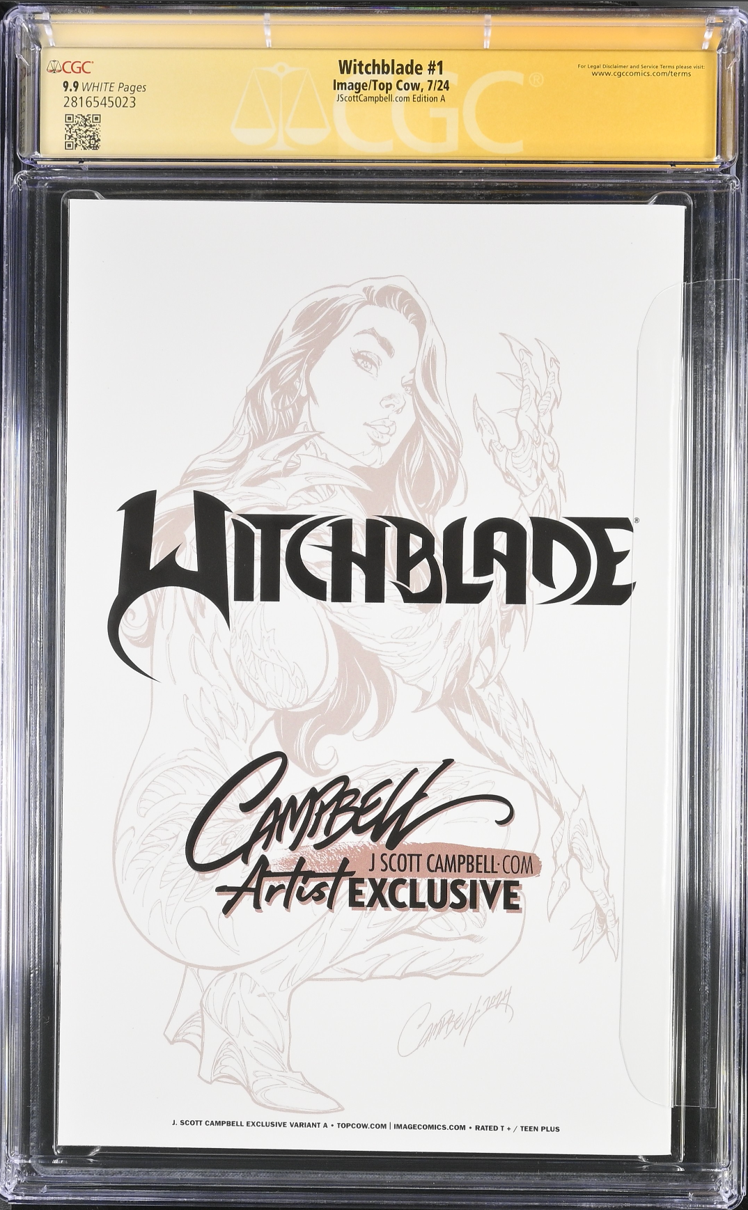 Witchblade #1 J. Scott Campbell Exclusive A SDCC Foil CGC 9.9 SS