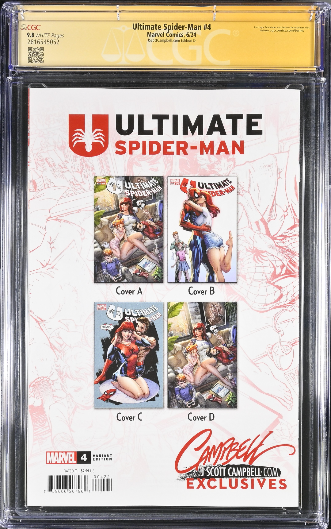 Ultimate Spider-Man #4 J. Scott Campbell Exclusive D SDDC Virgin CGC 9.8 SS