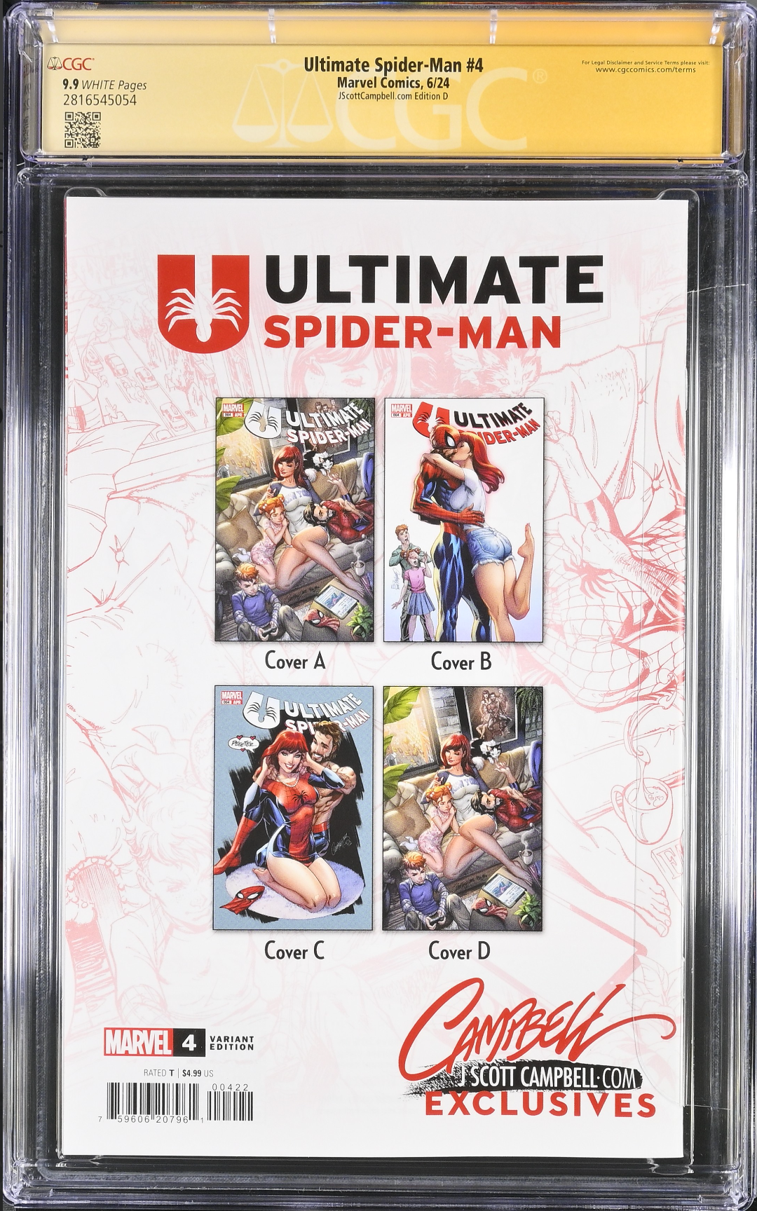 Ultimate Spider-Man #4 J. Scott Campbell Exclusive D SDDC Virgin CGC 9.9 SS