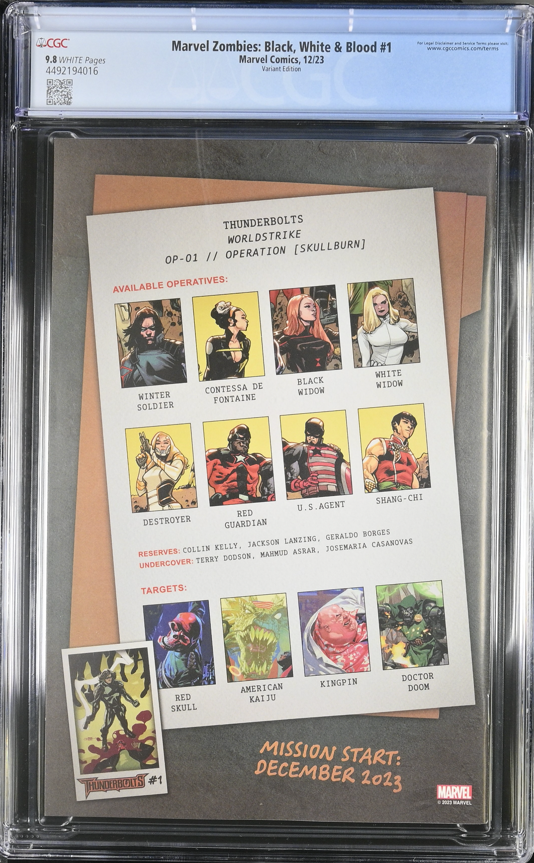 Marvel Zombies: Black, White & Blood #1 Barends Variant CGC 9.8