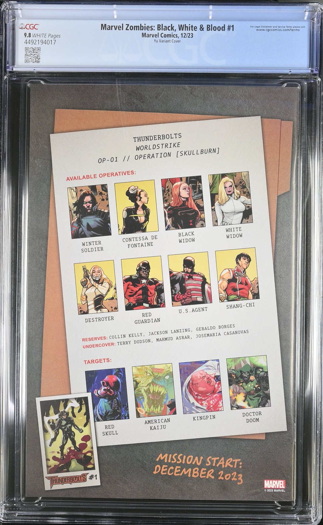 Marvel Zombies: Black, White & Blood #1 Yu Variant CGC 9.8