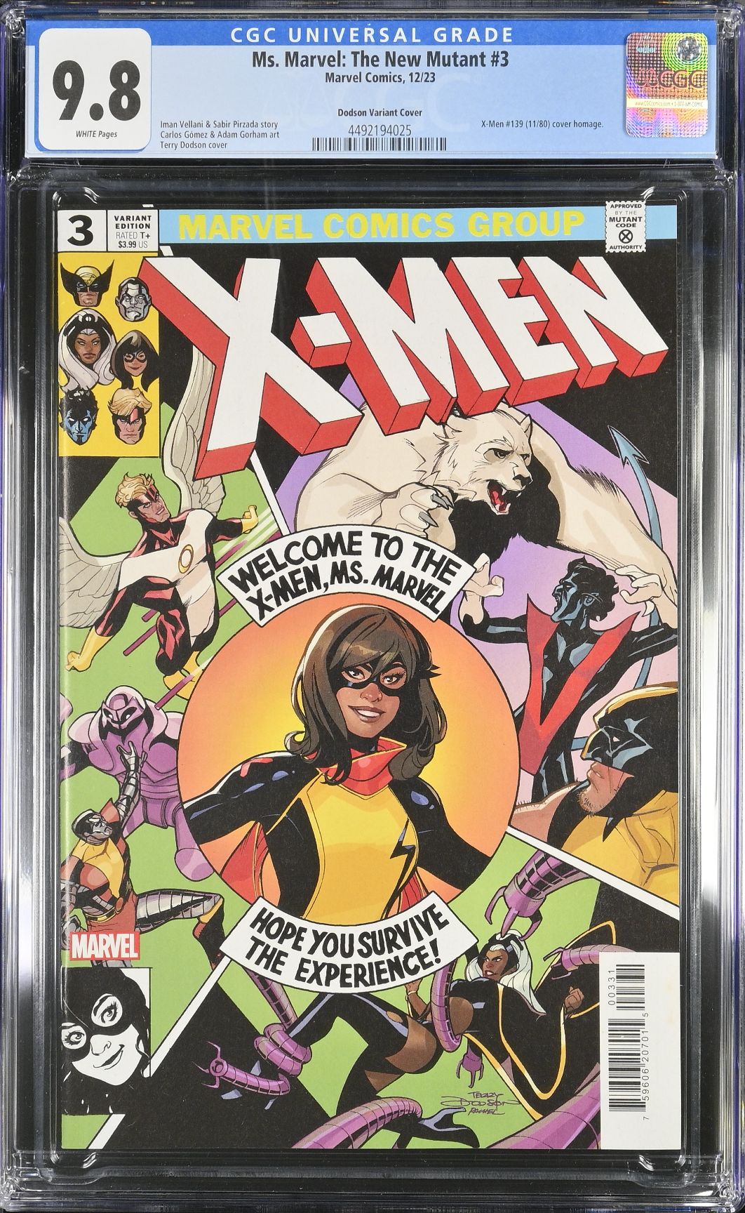 Ms. Marvel: The New Mutant #3 Dodson Variant CGC 9.8