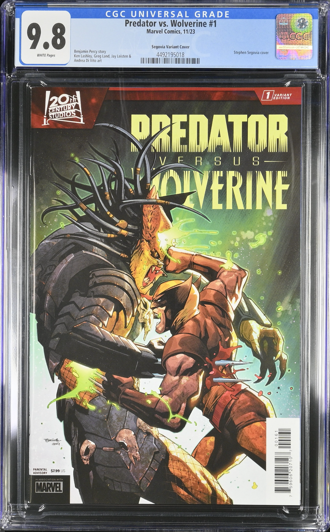 Predator vs. Wolverine #1 Segovia Variant CGC 9.8