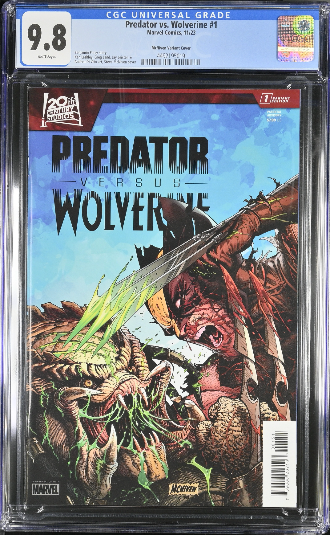 Predator vs. Wolverine #1 McNiven Variant CGC 9.8