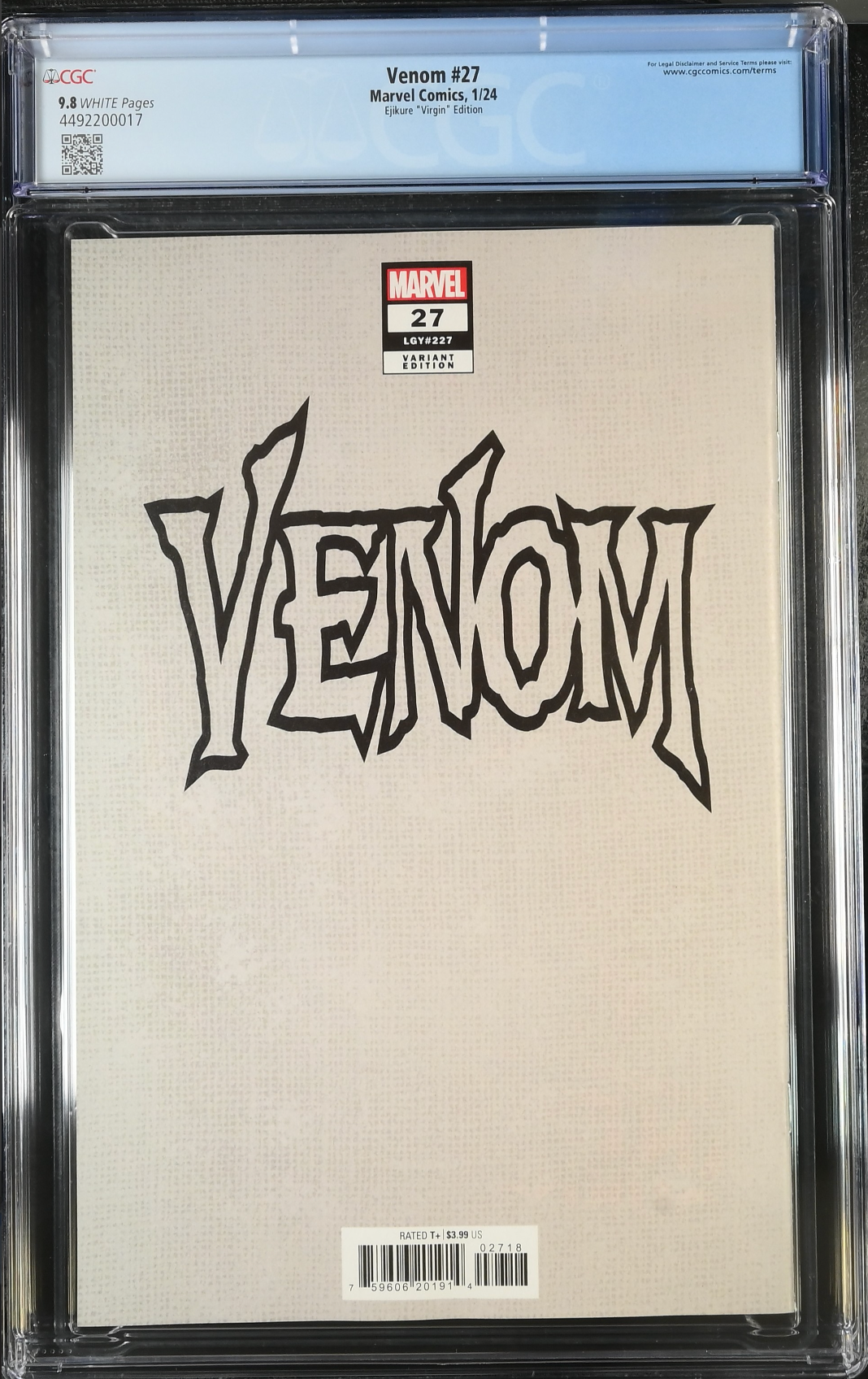 Venom #27 Ejikure 1:50 Virgin Retailer Incentive Variant CGC 9.8