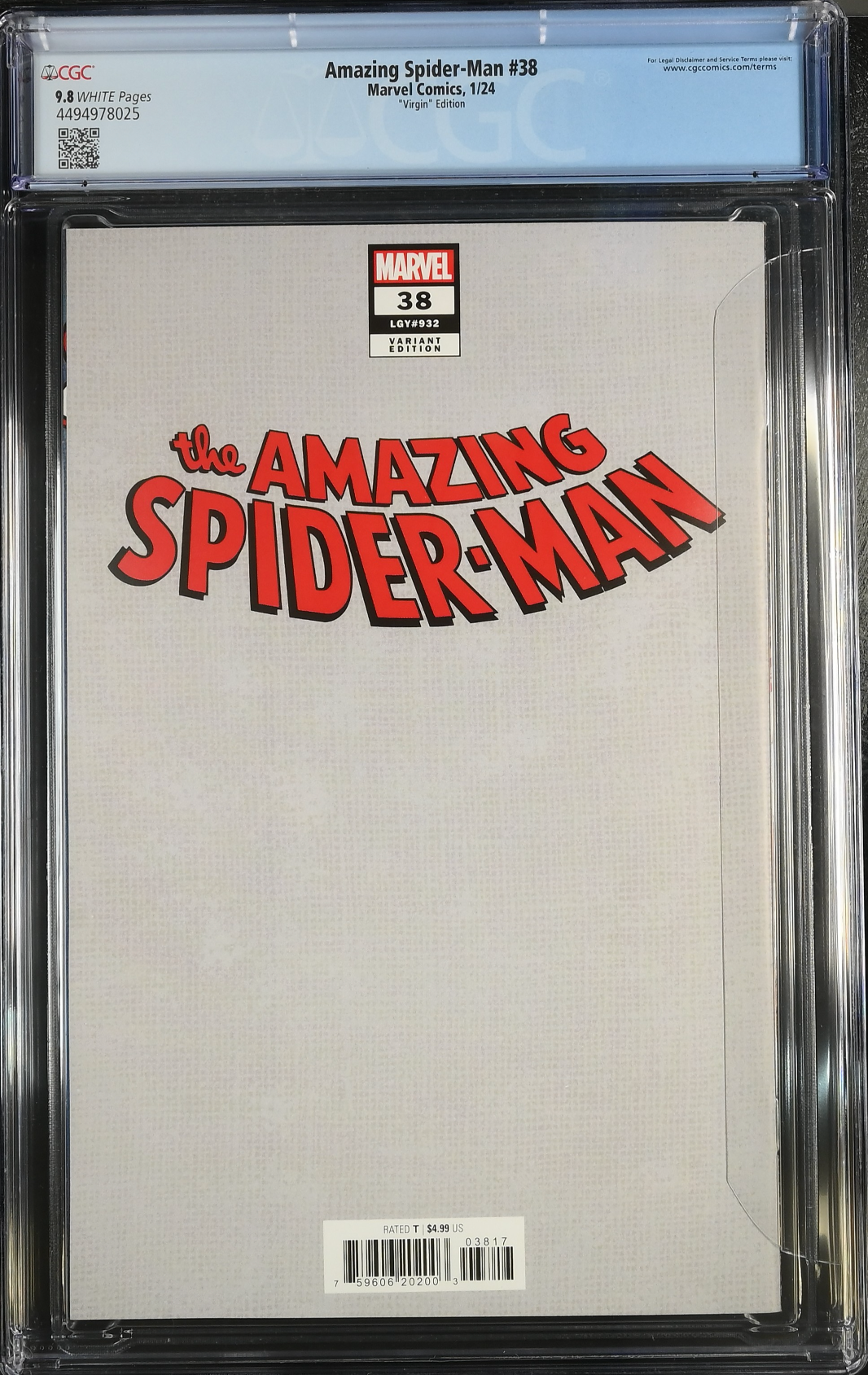 Amazing Spider-Man #38 1:100 McGuinness Virgin Retailer Incentive Variant CGC 9.8