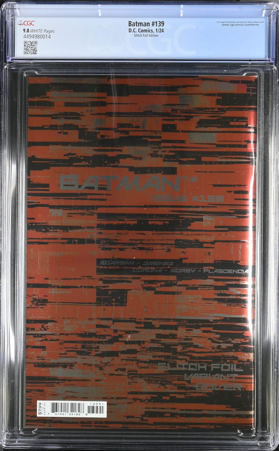 Batman #139 Bat Symbol Glitch Foil Variant CGC 9.8