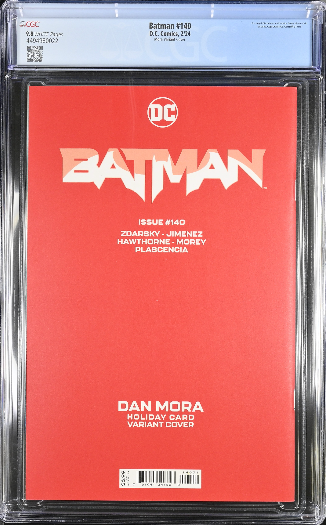 Batman #140 Mora DC Holiday Card Special Edition Variant CGC 9.8