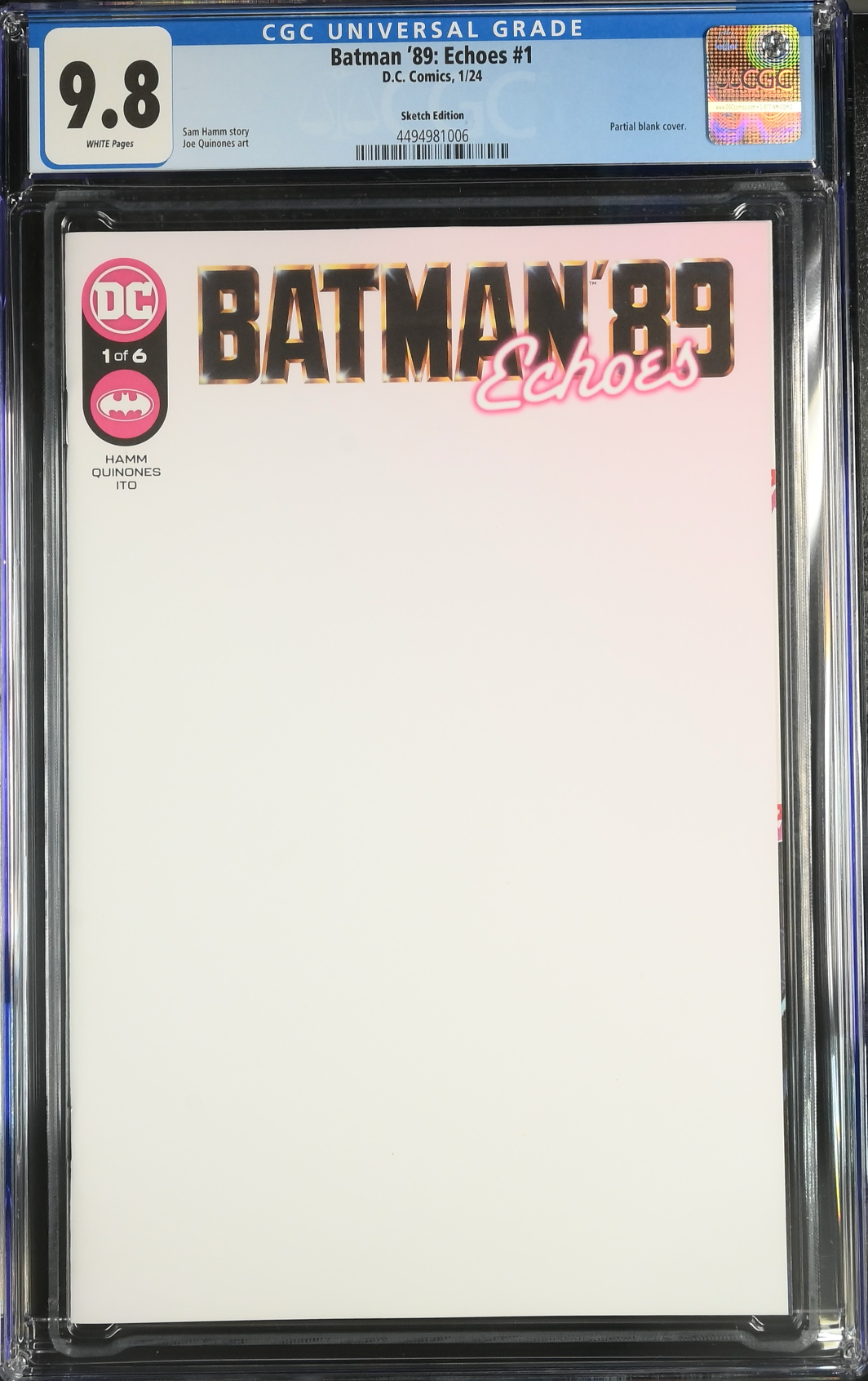 Batman '89: Echoes #1 Blank Sketch Variant CGC 9.8